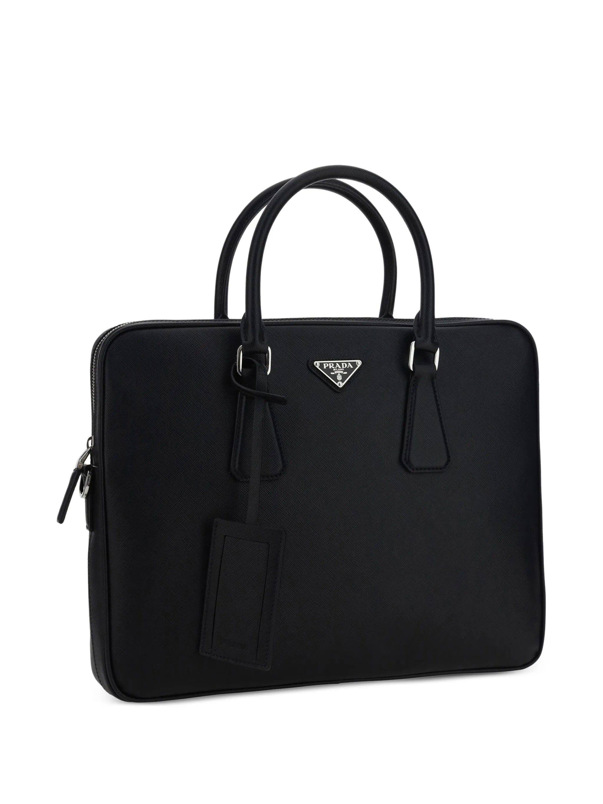 Black Structured Leather Business Bag
