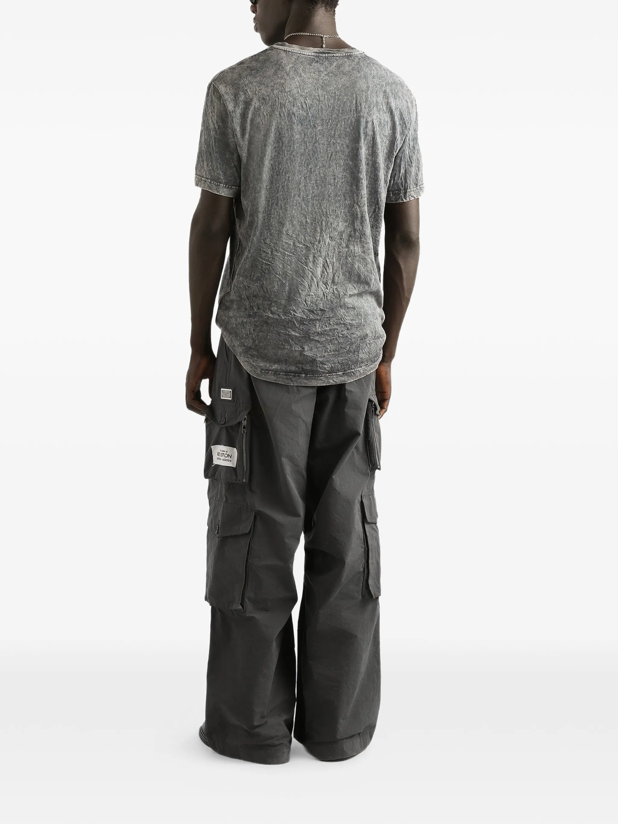 Washed Textured Cotton Layered Graphic T-Shirt