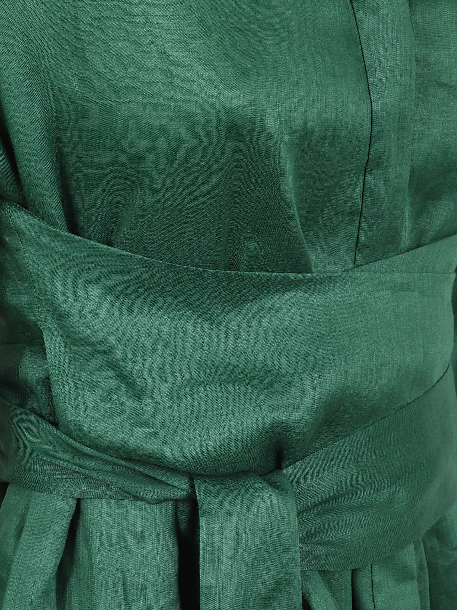 A-line Midi Dress with Bow Detail and V-Neckline