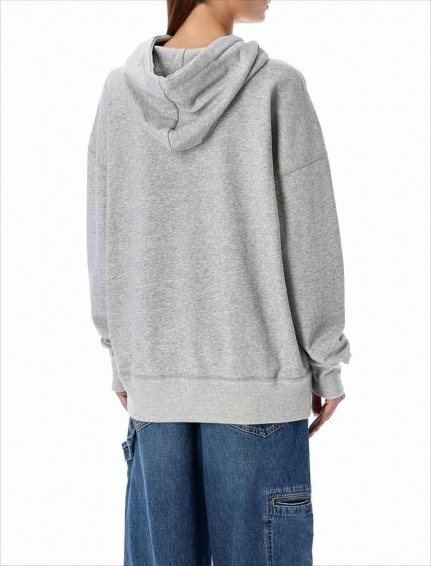 Heather Grey Hoodie with Drawstring and Bold Logo
