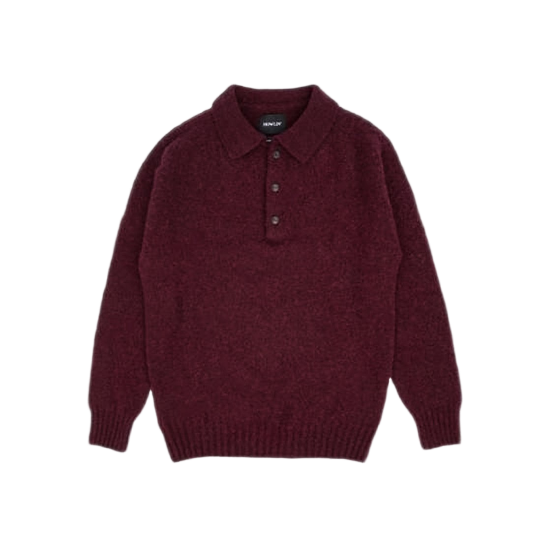 Classic Long-Sleeve Wool Sweater with Polo Collar