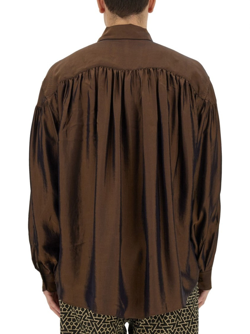 Relaxed Fit Brown Oversize Shirt