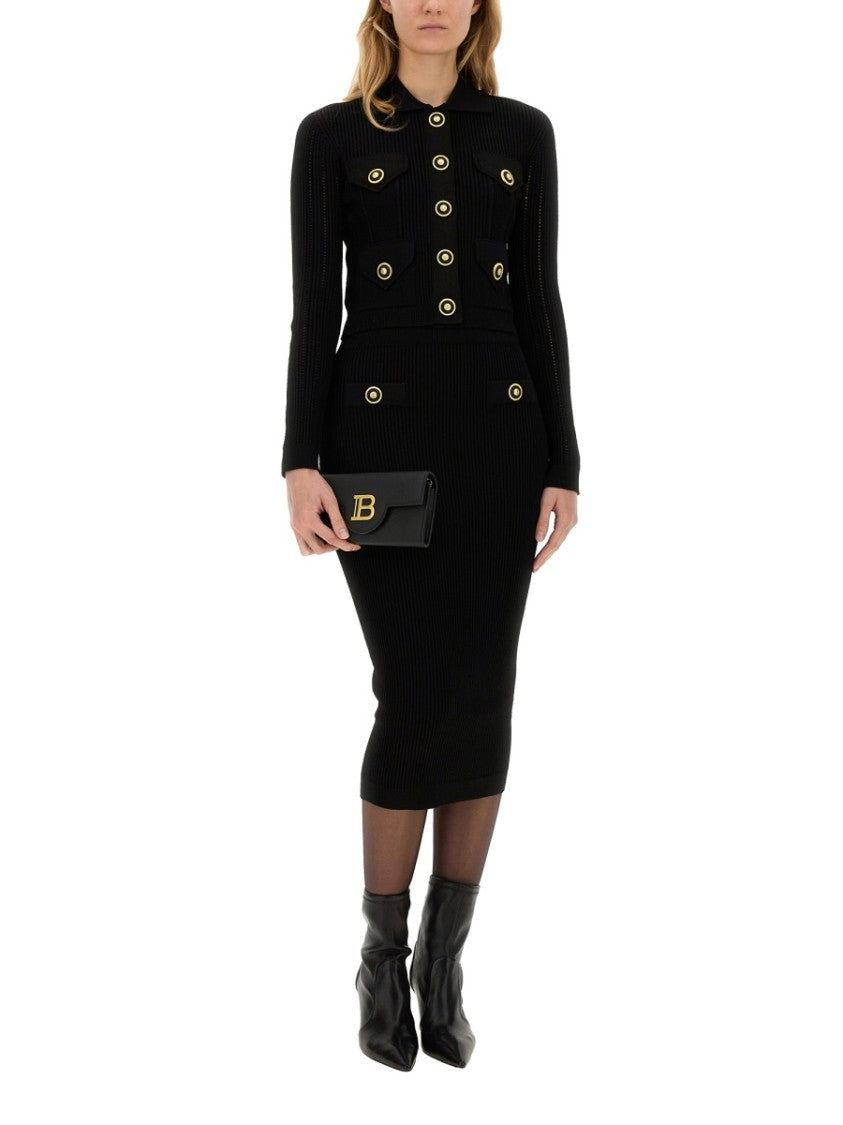 Fitted Black Knitted Cardigan