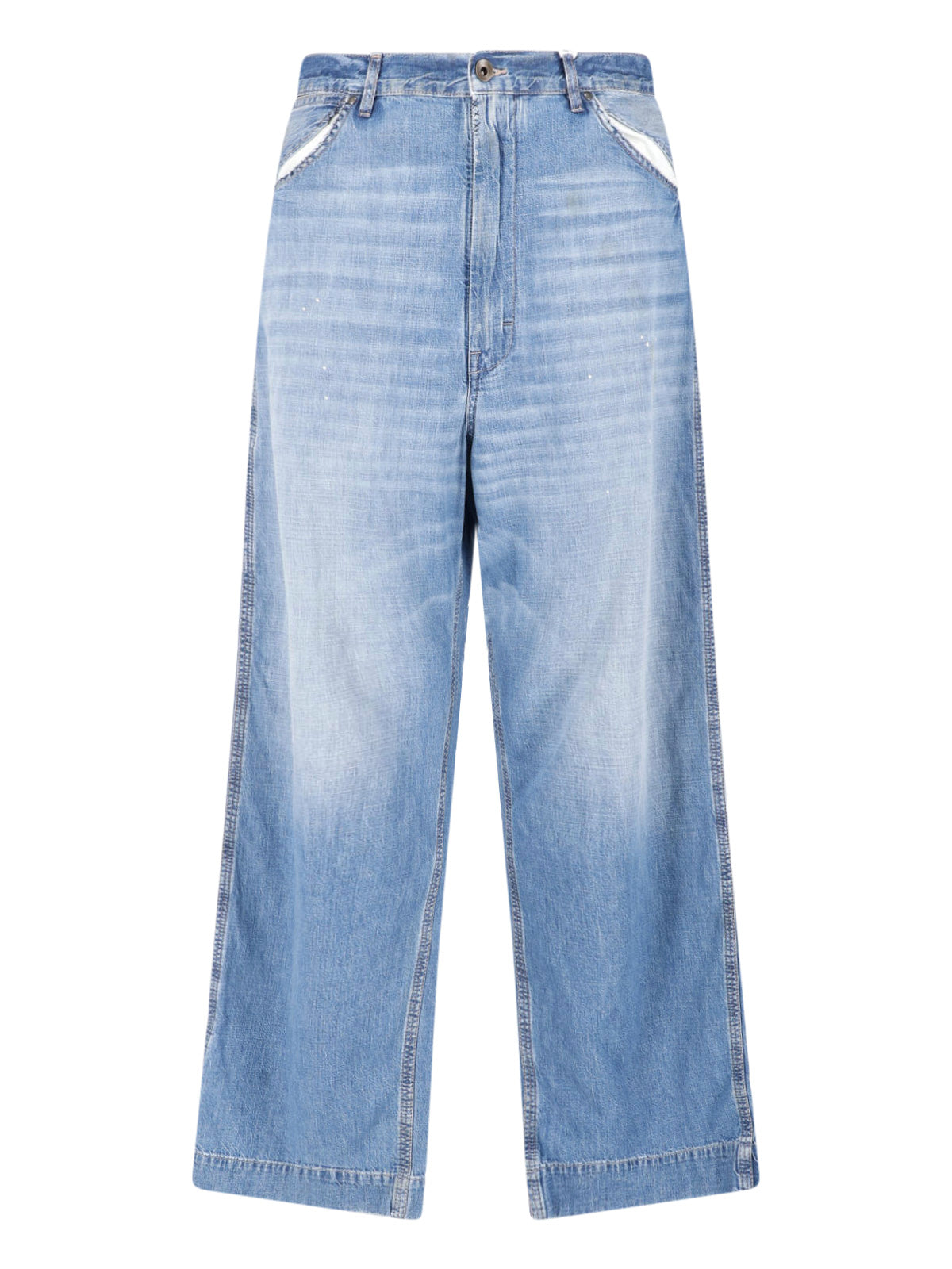 Blue Wide-Leg Four Stitches Jeans