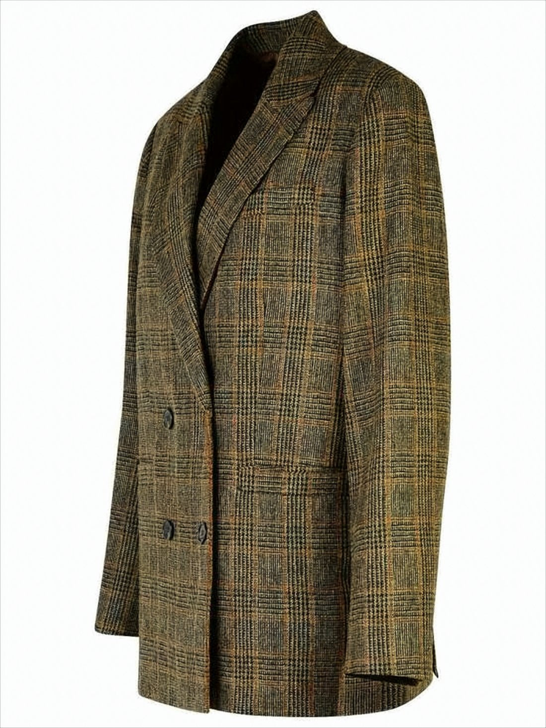 Plaid Double-Breasted Suit Jacket