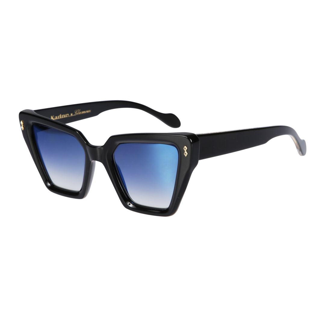 Vanessa Glamour Oversized Cat-Eye Sunglasses with Gradient Blue Lenses