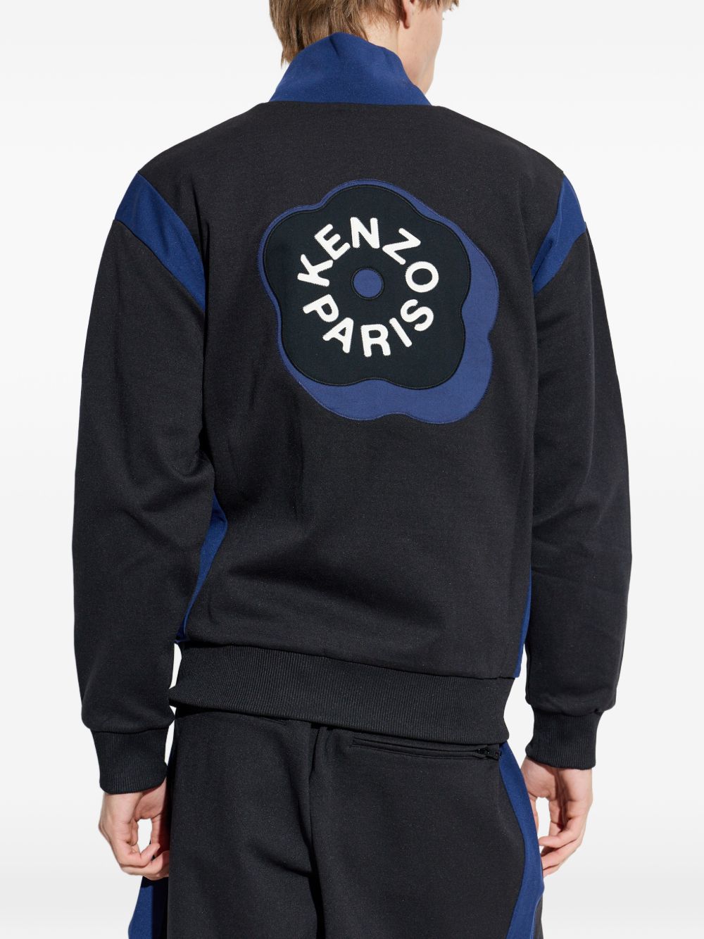 Black Jacket With Contrasting Deep Blue Panels