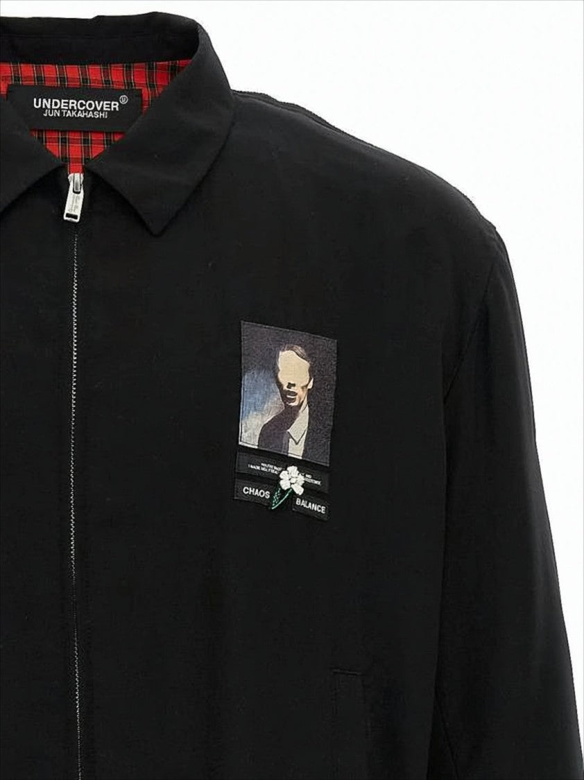 Cropped Black Bomber Jacket with Classic Collar