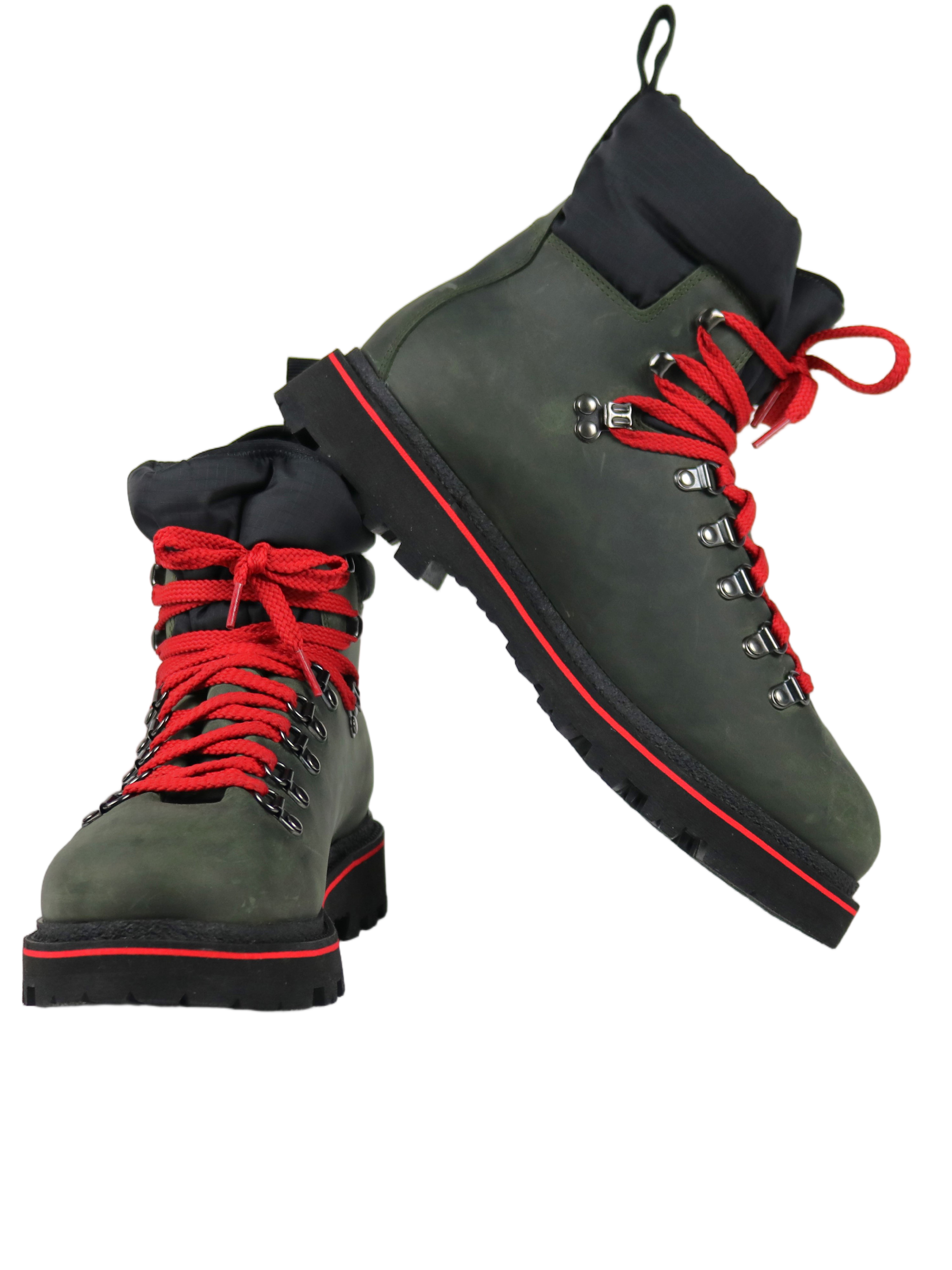 Dark Olive Green Groste Leather Ski Snow Boots