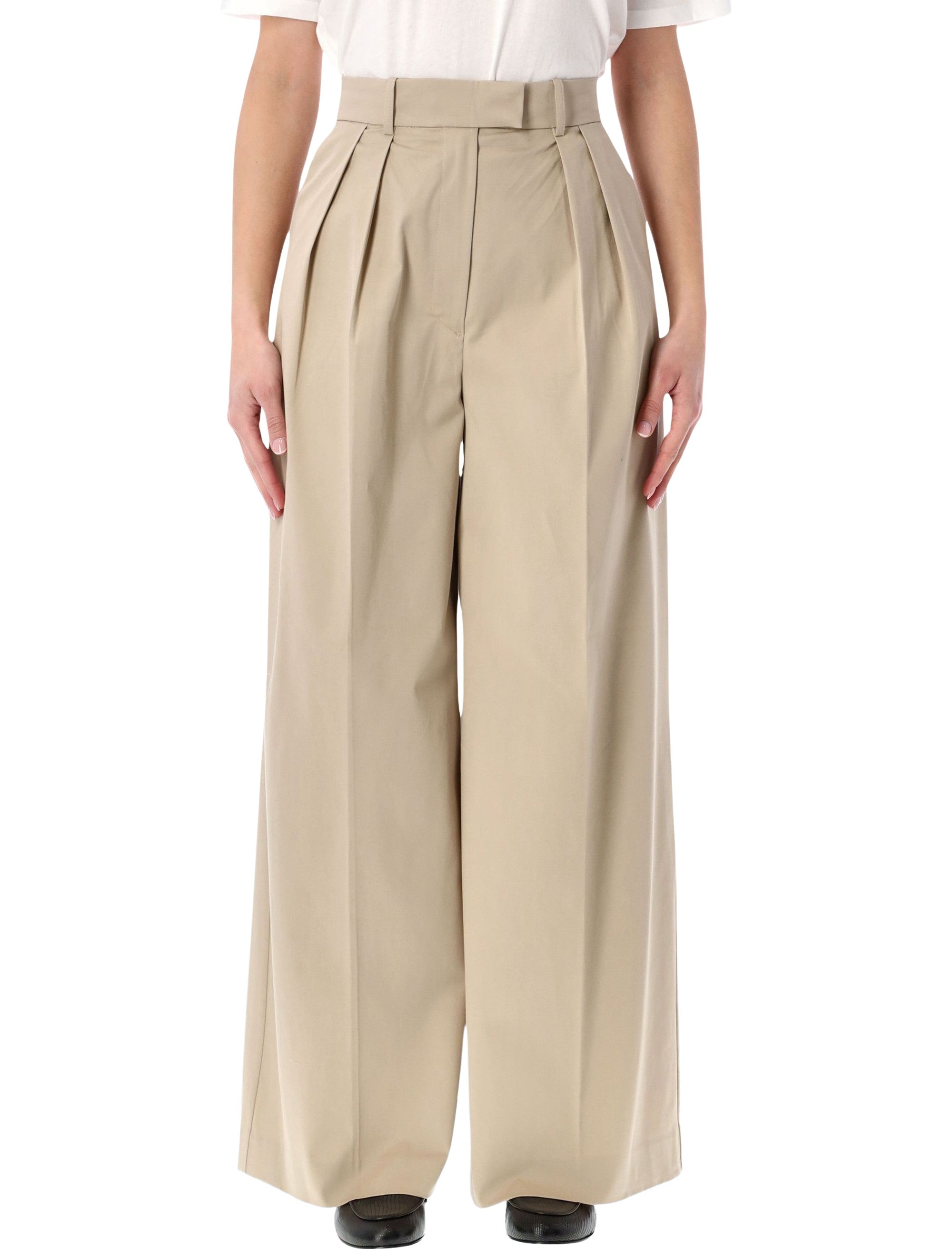 High-Rise Wide Trousers With Double Front Pleats And Contemporary Cut