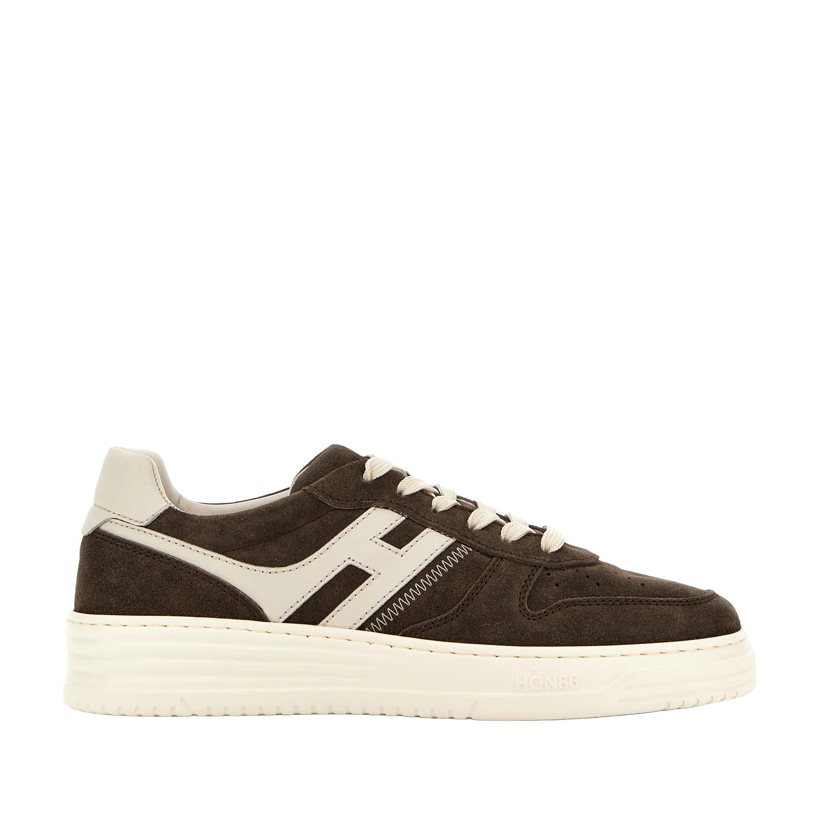Lace-Up Brown Calfskin Shoes With Suede