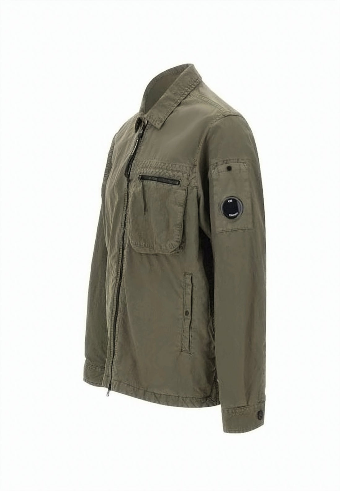 Utilitarian Green Jacket With Classic Collar