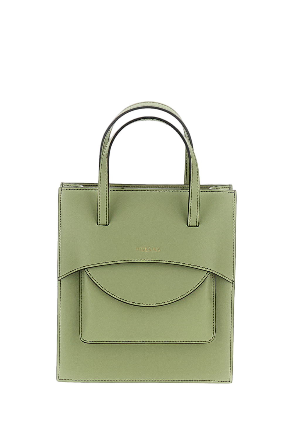 Green Pocket M Leather Top Handle Bag