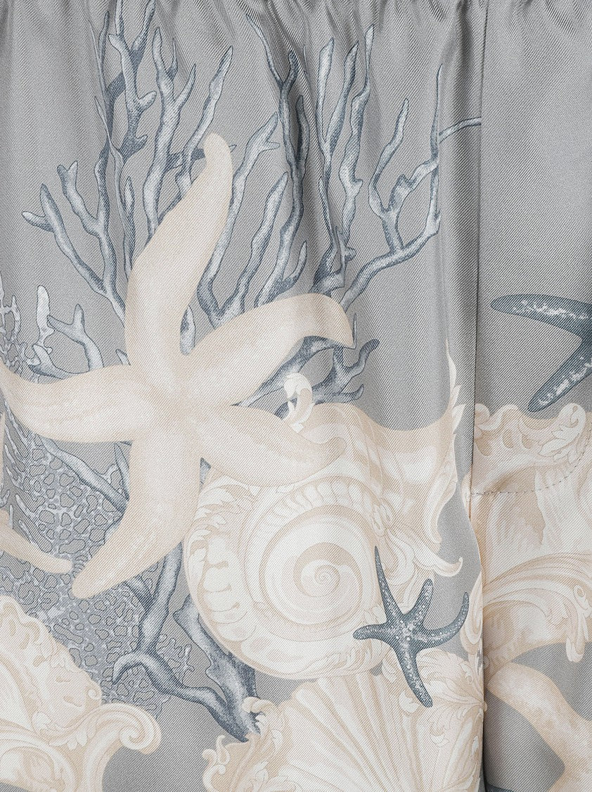 Relaxed Fit Shorts With Seashell Print