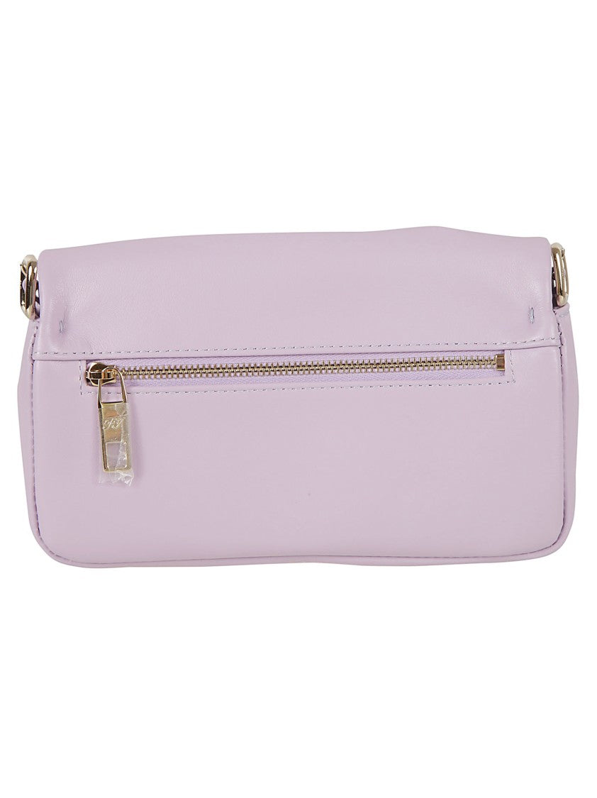 Pleated Calfskin Handbag With Square Buckle Detail