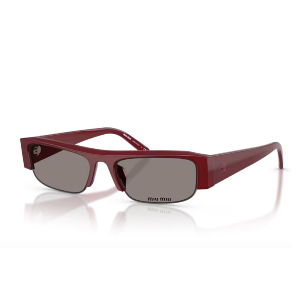Slim Rectangular Burgundy Acetate Sunglasses with Smoky Lenses