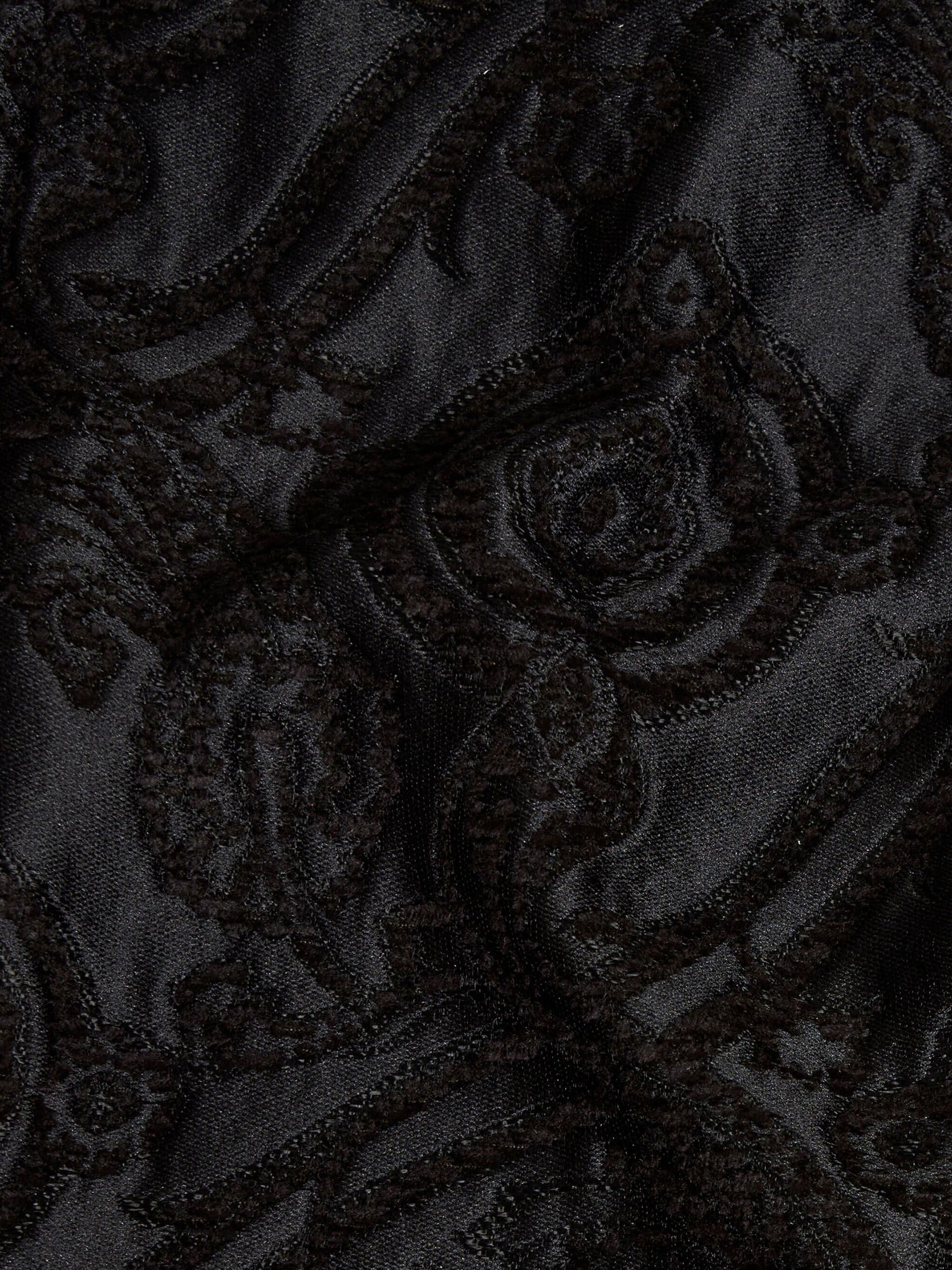 Black Jacquard Paisley Shawl Lapel Blazer
