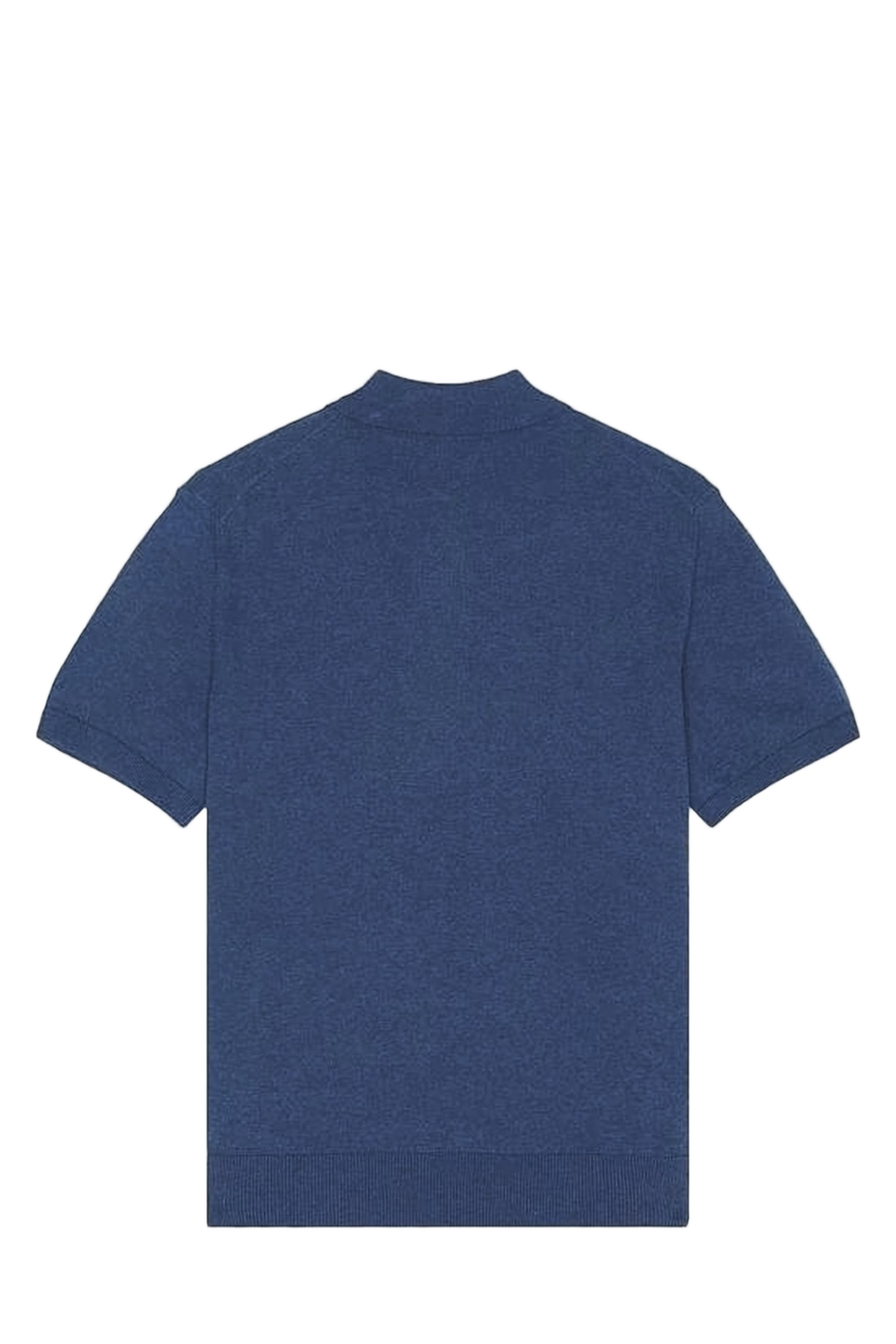 Short-Sleeved Crew Neck Sweater with Button Placket