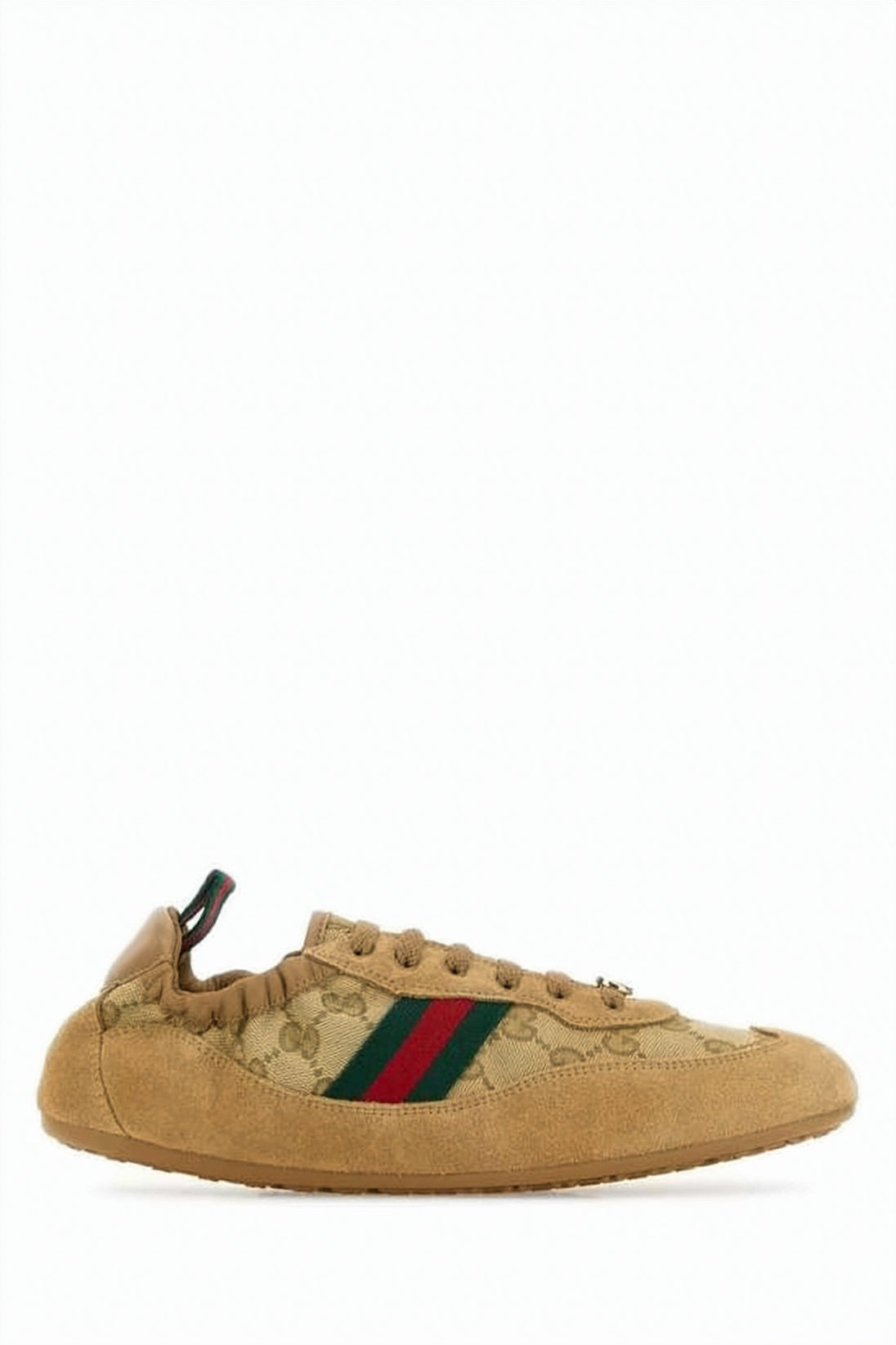 Low-Profile Suede and Canvas Sneakers with Monogram Pattern