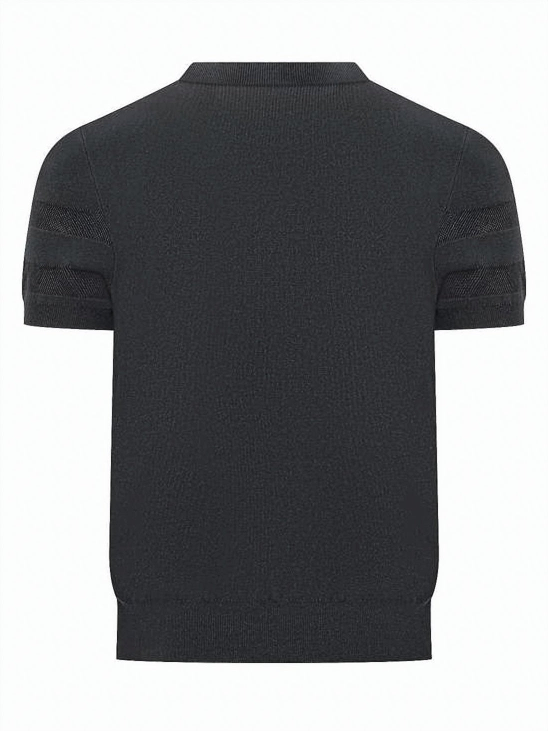 Fitted Short-Sleeve Top with Textured Stripes