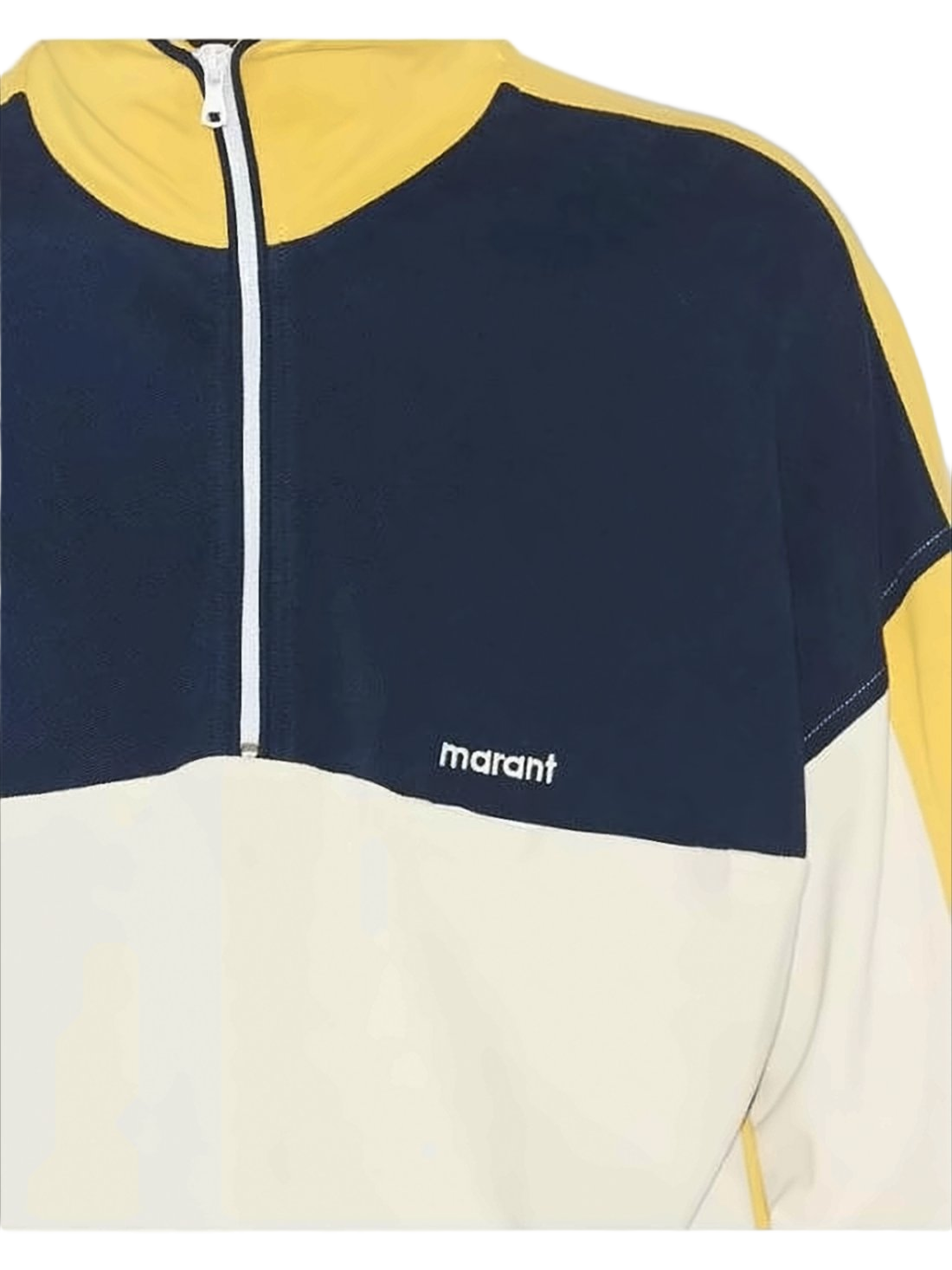 Color-Blocked Half-Zip Hoodie with High Collar