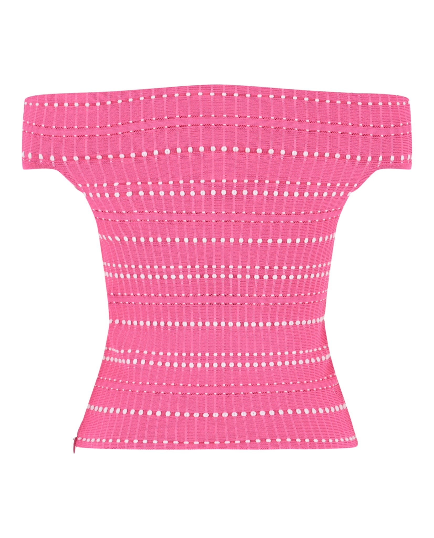 Off-The-Shoulder Stitch Dot Crop Top