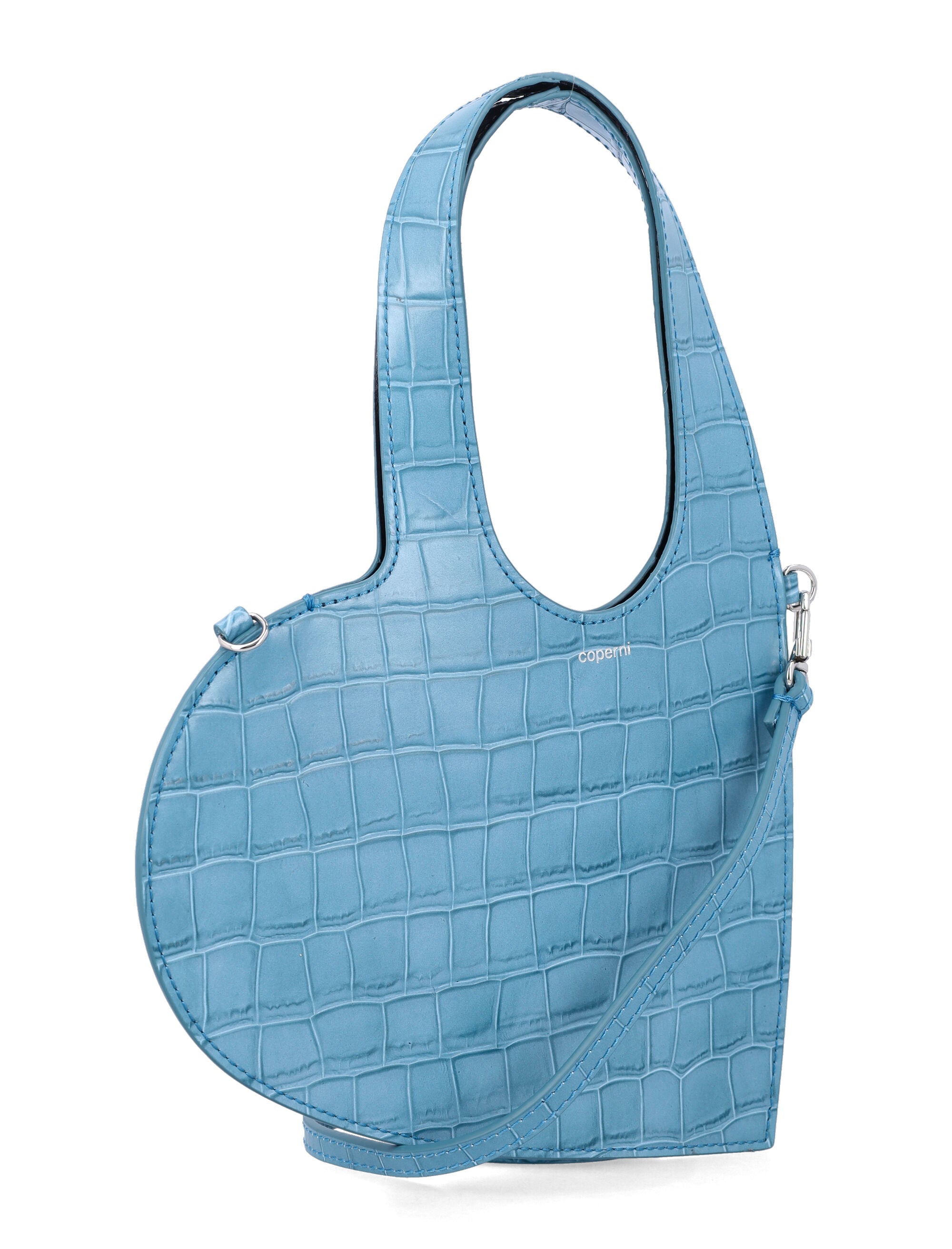 Heart-Shaped Croc-Embossed Leather Shoulder Bag