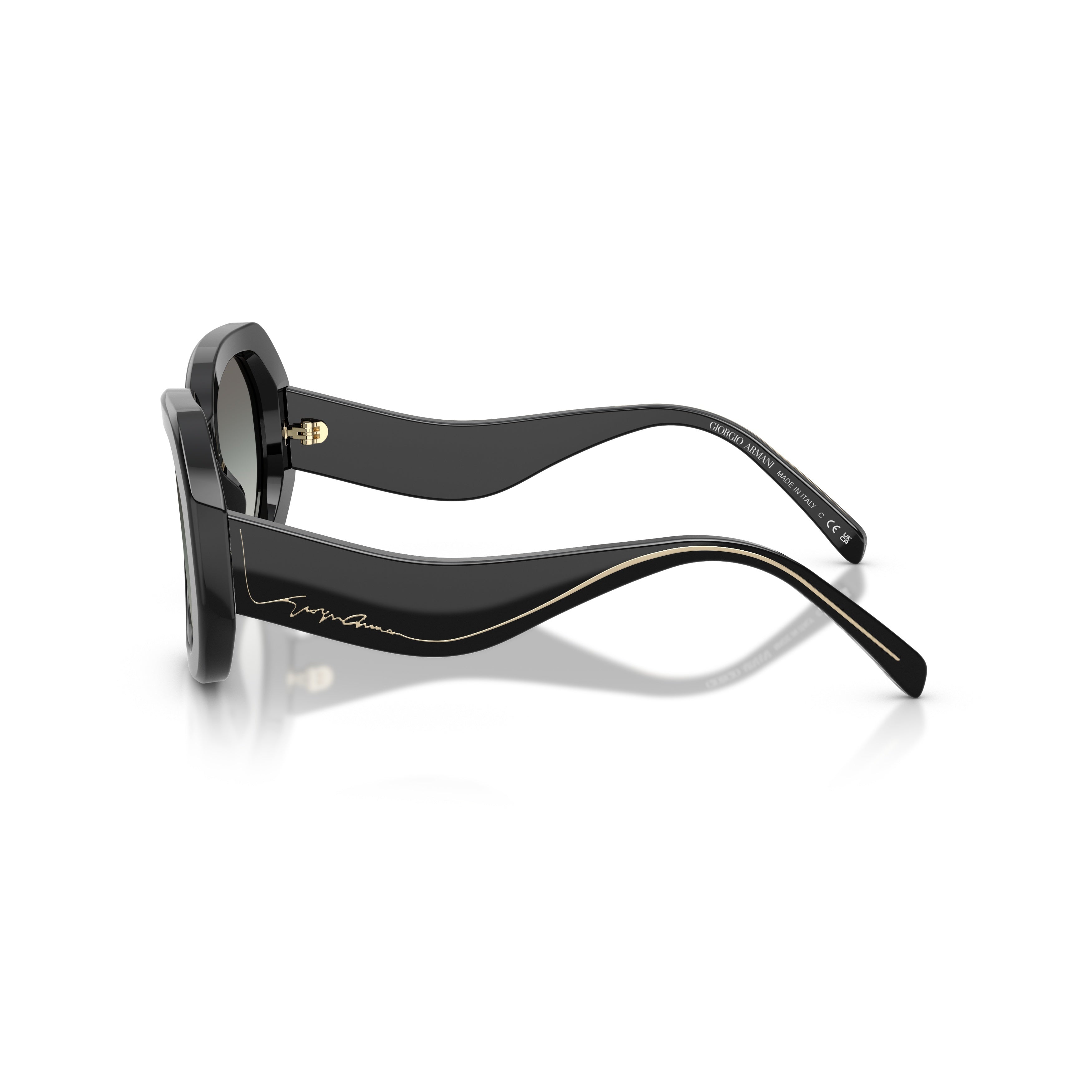 0ar8248 Oversized Geometric Black Sunglasses with Gold Accents