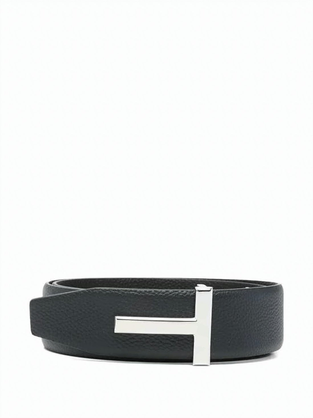 Calf Leather Belt with Distinctive Silver-tone Buckle