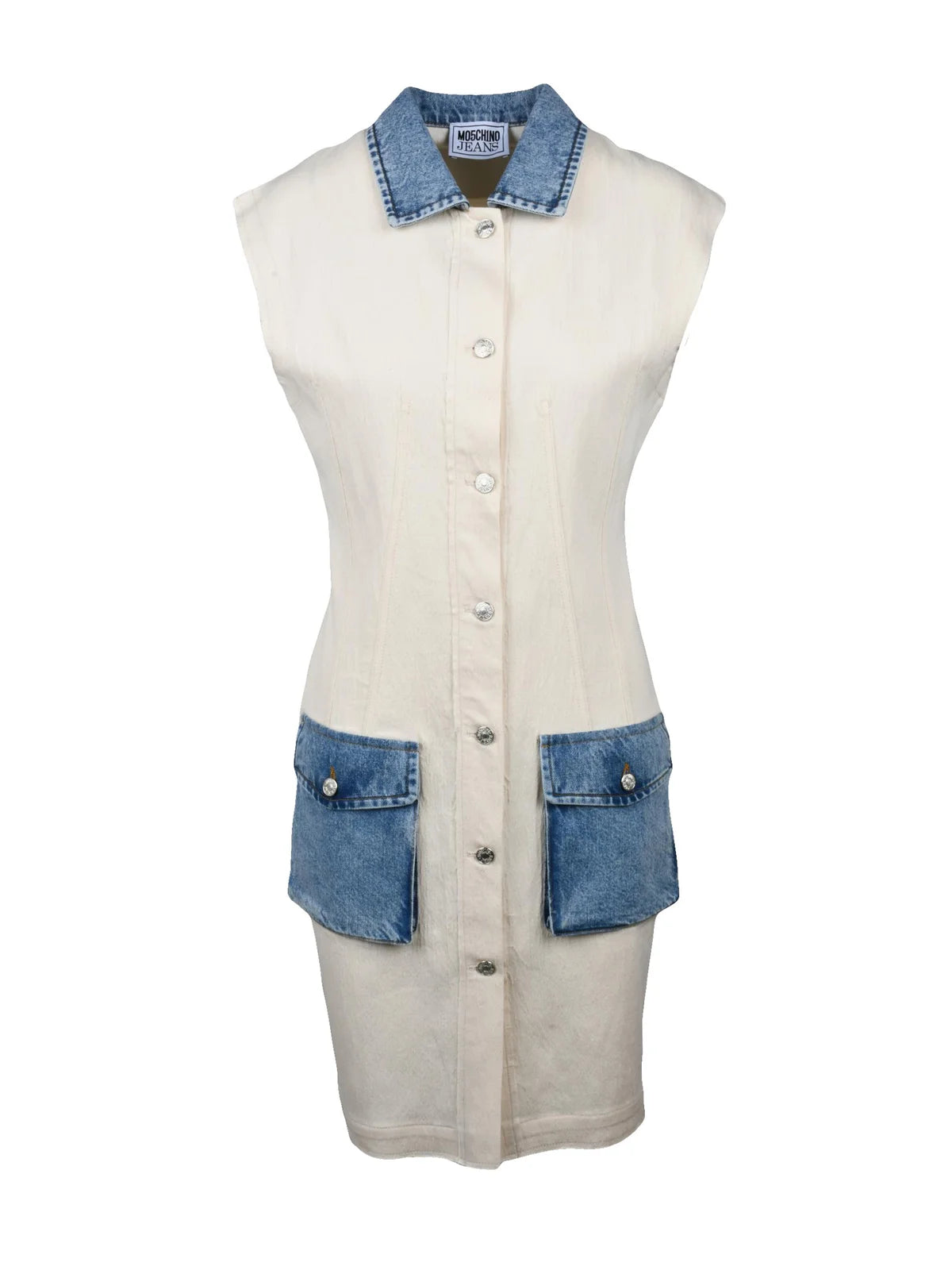 Jeans Stretch Shirt Dress - Beige