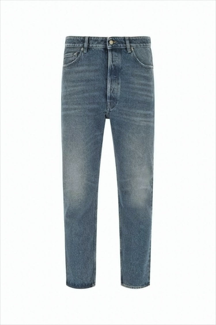 Denim Pants With Classic Five-Pocket Design And Distinctive Patch