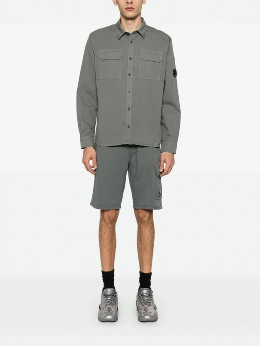 Relaxed Fit Cotton Shorts with Flap Pocket
