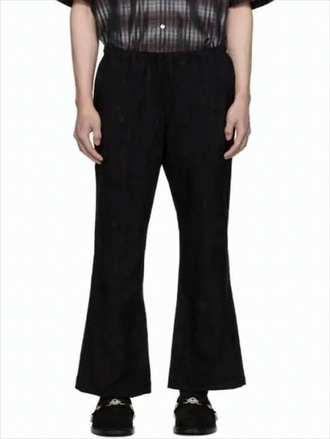Relaxed Fit Straight Pants with Flared Leg Opening