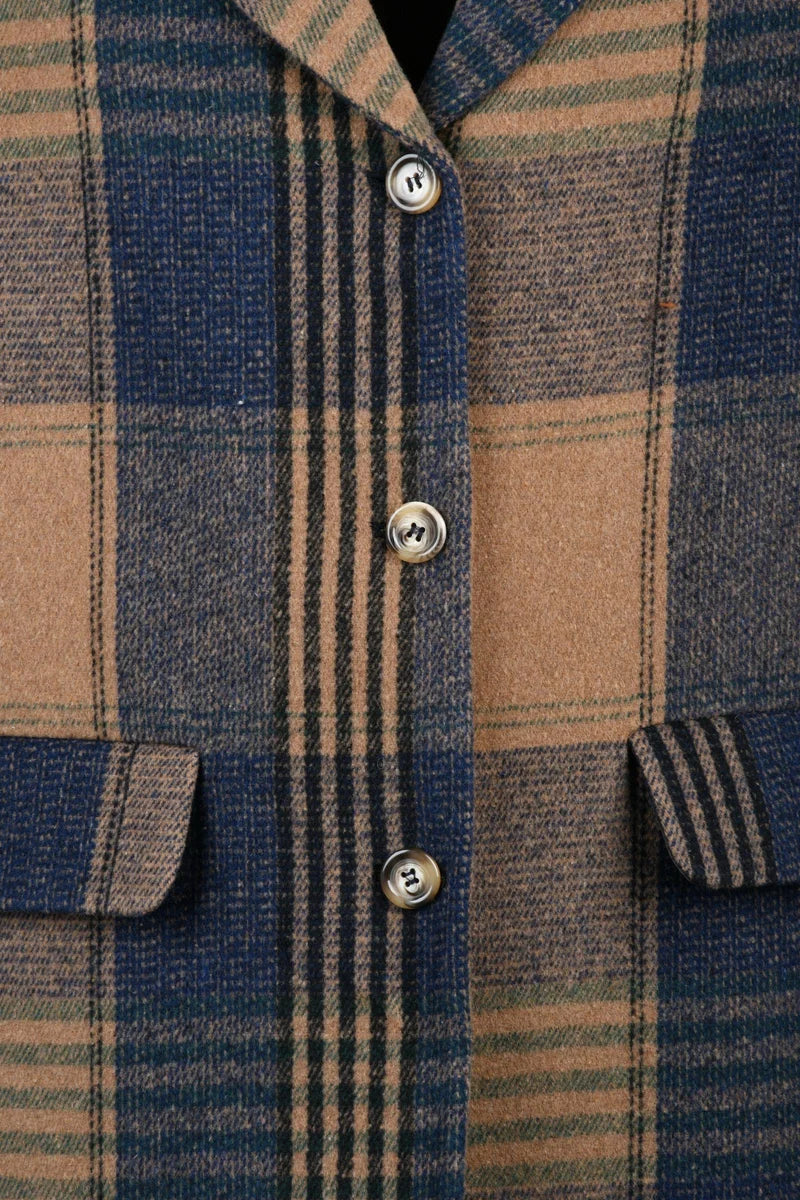 Long Coat - Camel/Blue