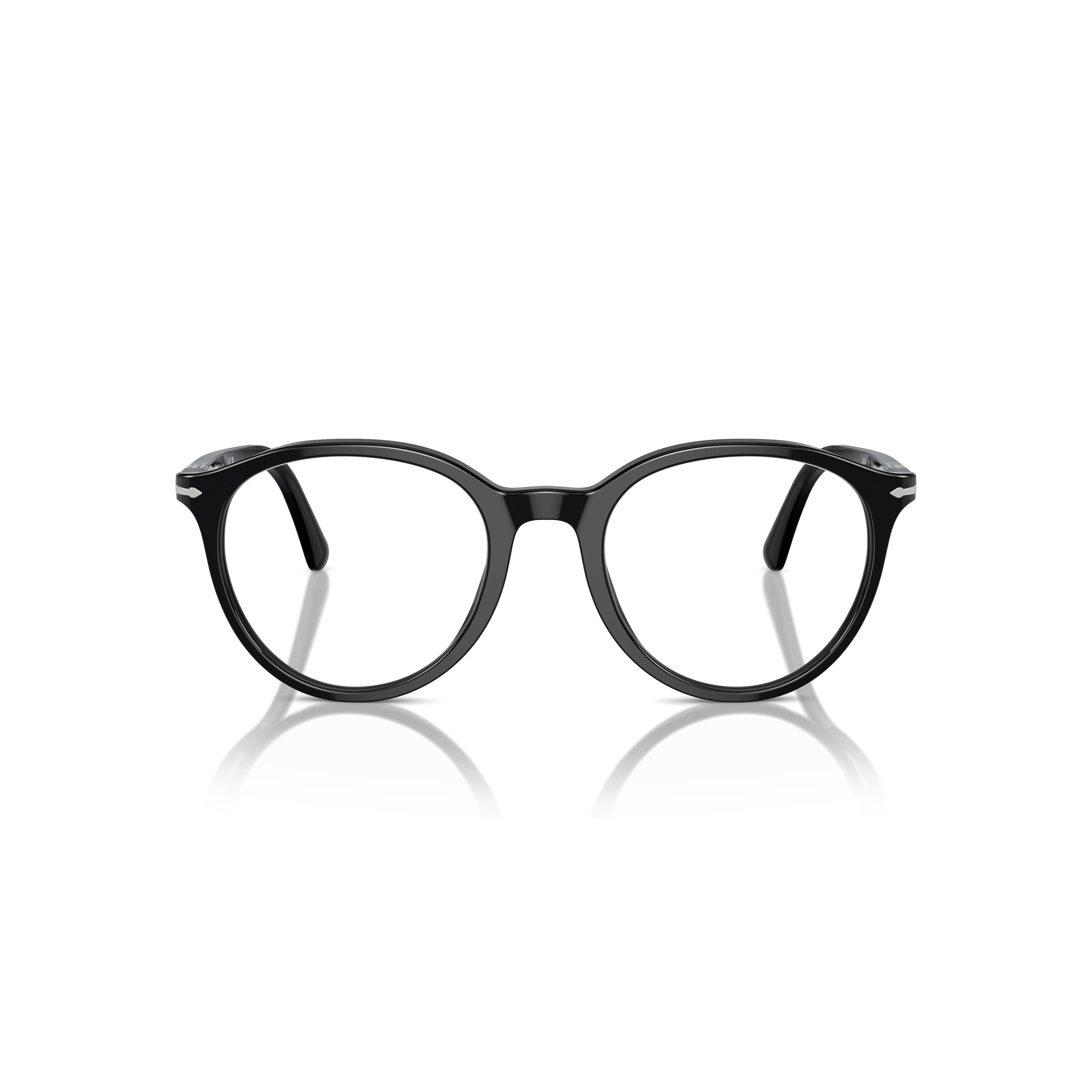 0po3353v Round Frame Eyeglasses with Glossy Black Acetate