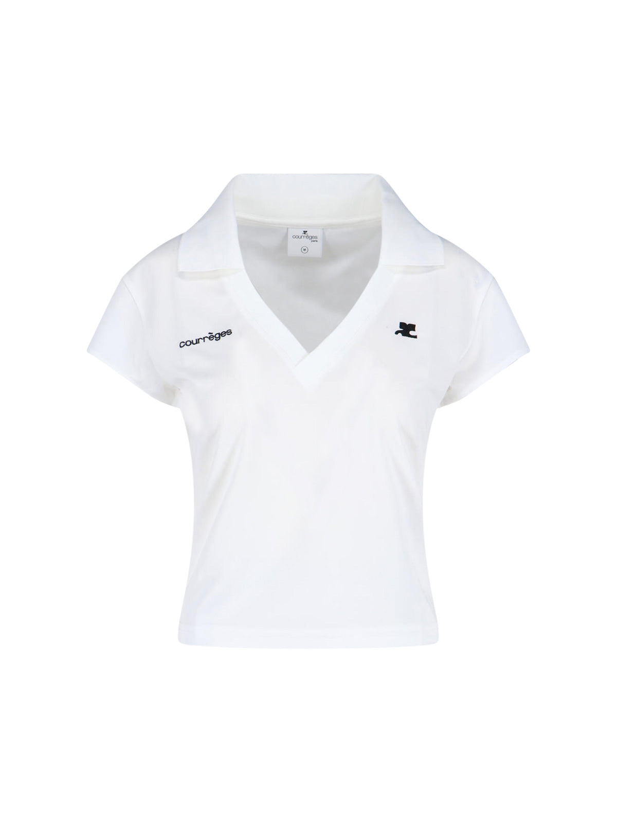 Logo V-Neck Polo Shirt – White