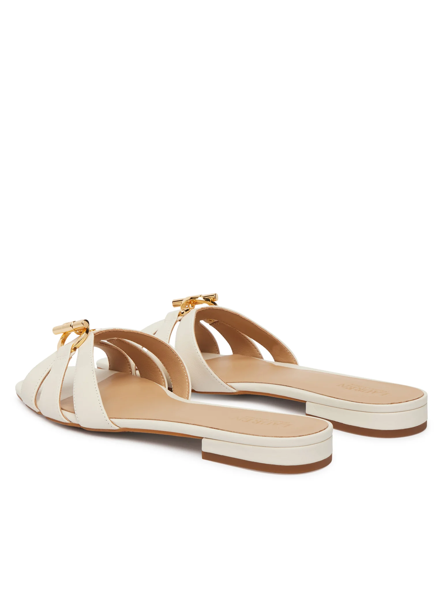 Minimalist Flat Slide Sandals with Gold-tone Buckle