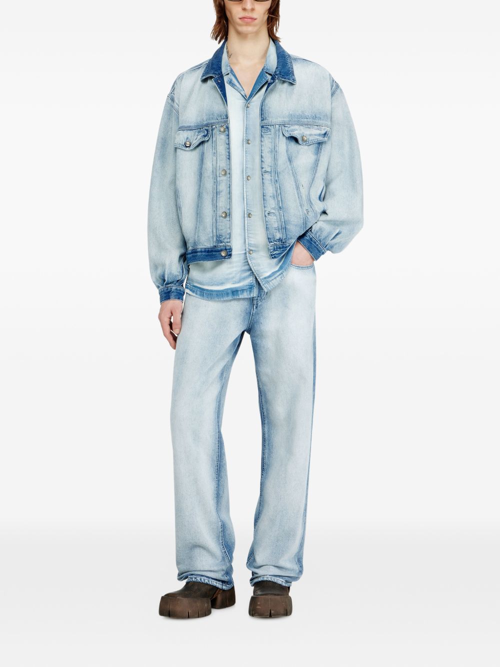 Wide-Leg Denim Jeans with Vintage Wash