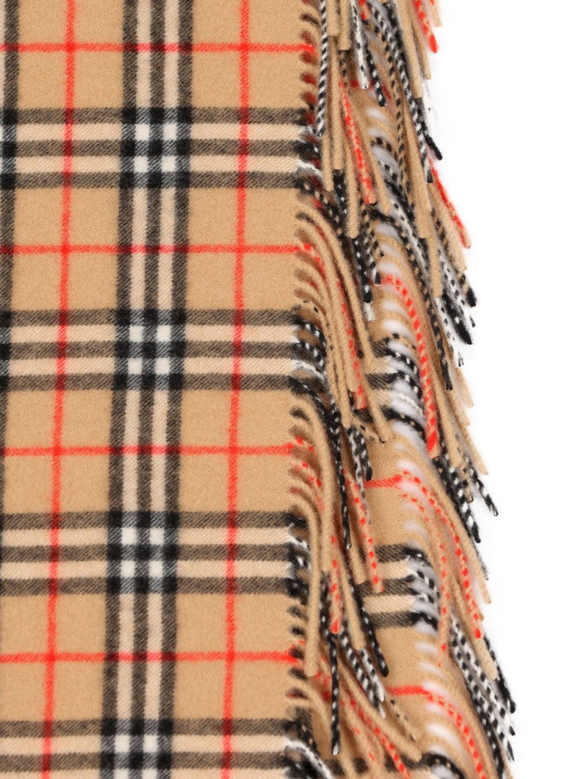 Plaid Cashmere Scarf with Fringed Edges