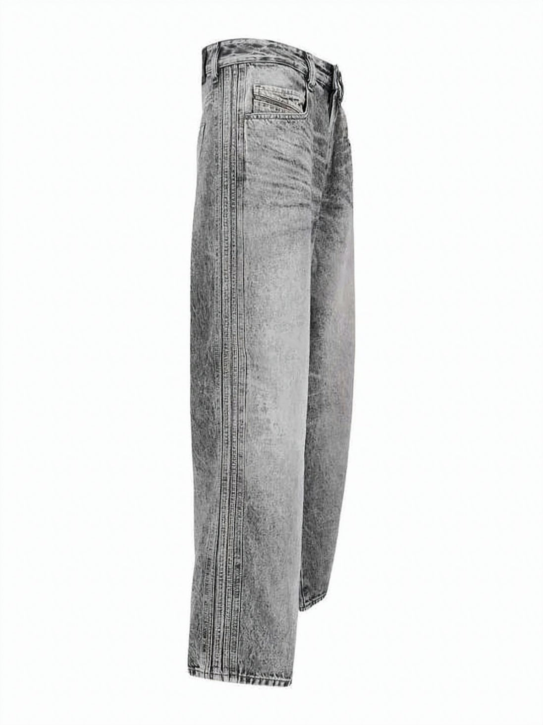 Washed Grey Relaxed-Fit Denim Pants with Classic Five-Pocket Design
