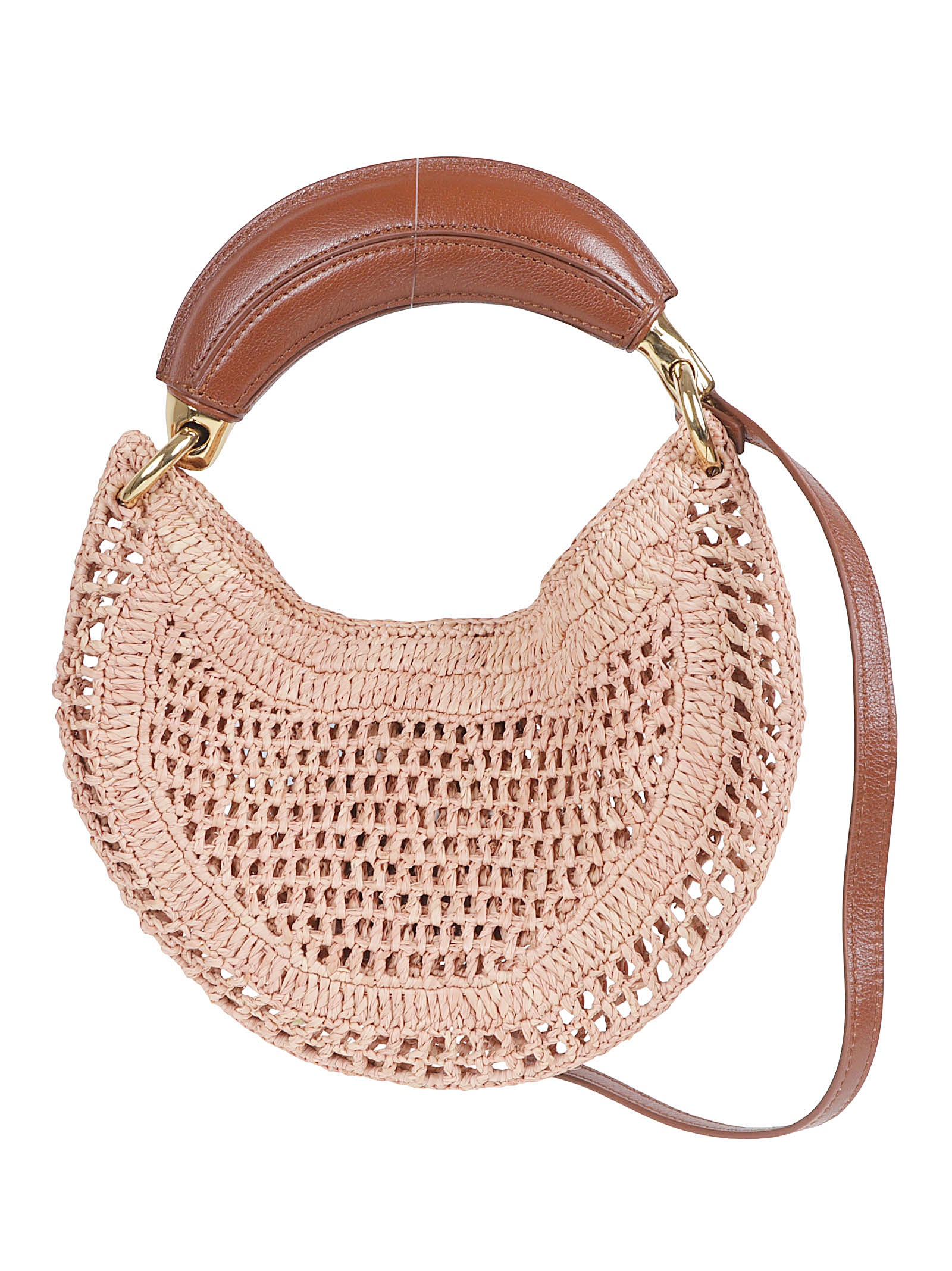 Mini Hobo Bag in Woven Raffia with Adjustable Strap