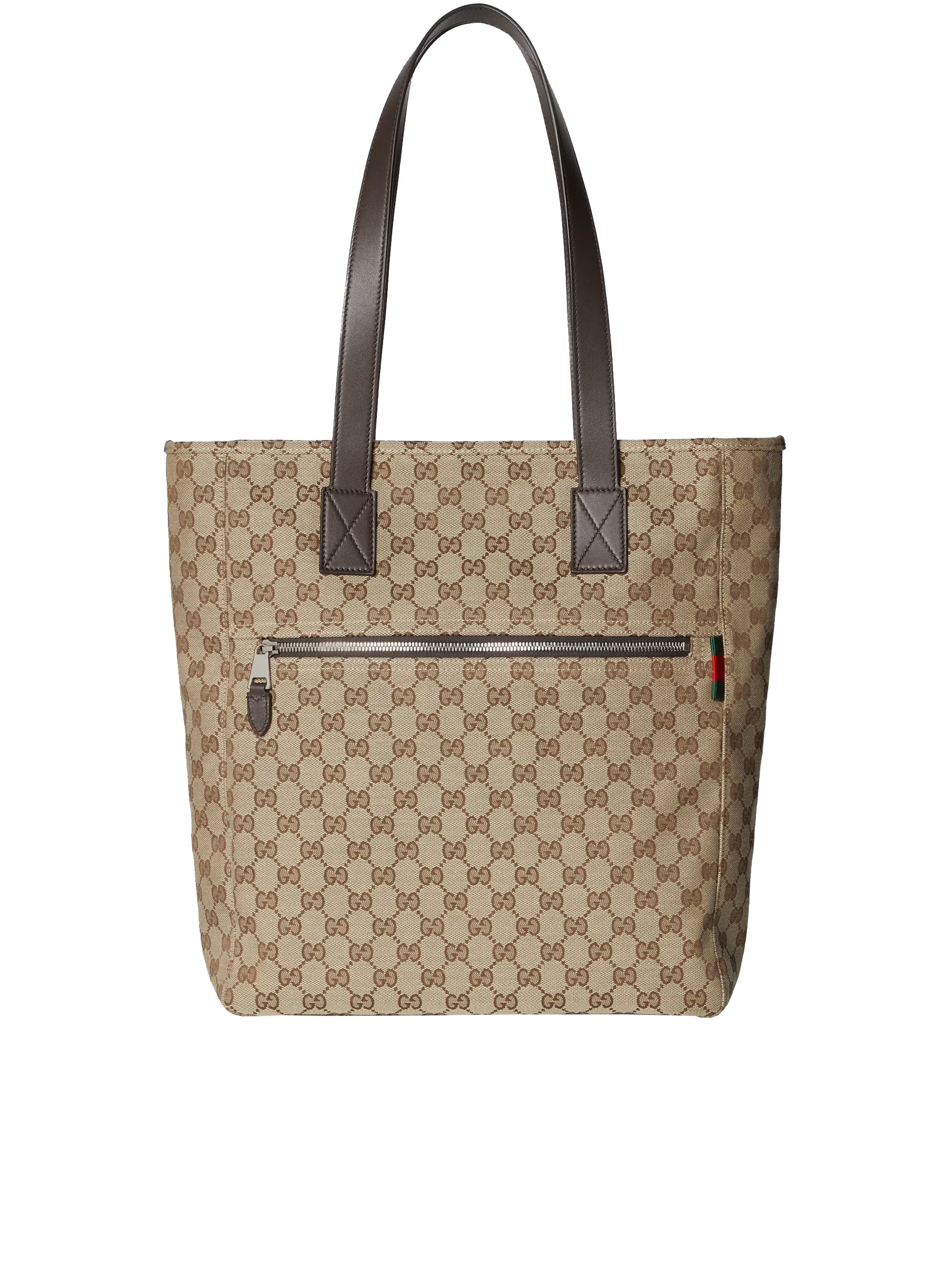 Beige Medium GG Canvas Web Tote