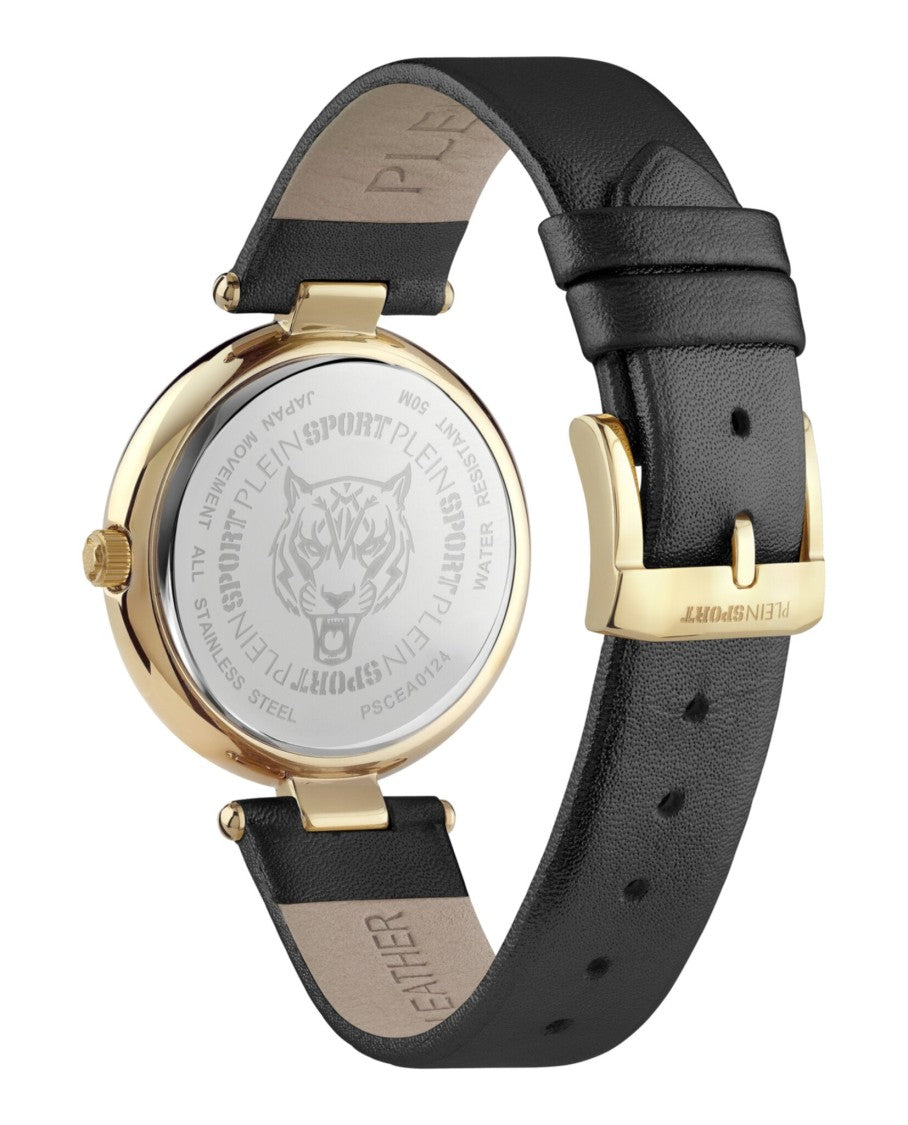 Opium Leather Strap Watch With Gold Case