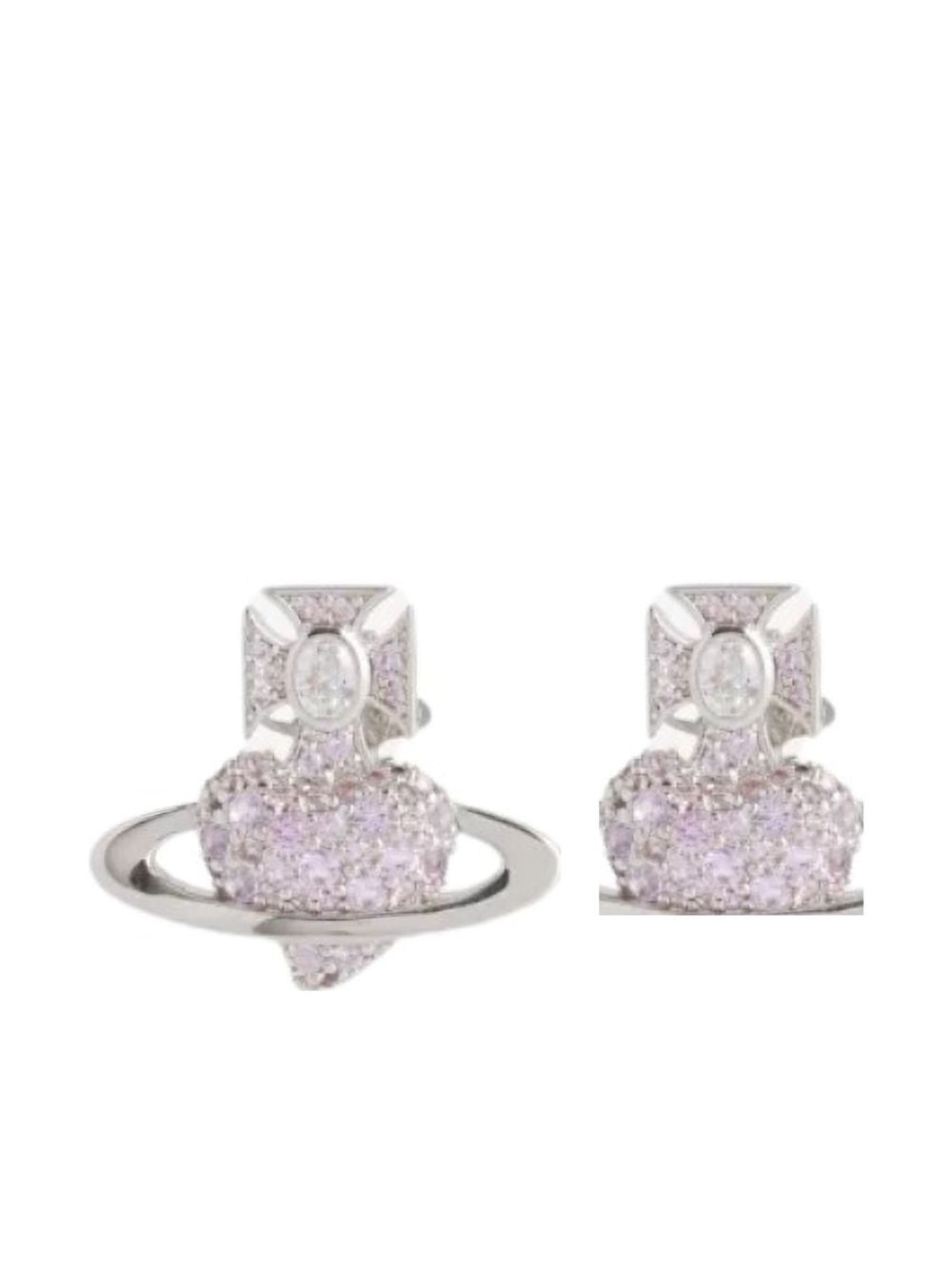 Silver-Tone Heart Motif Stud Earrings