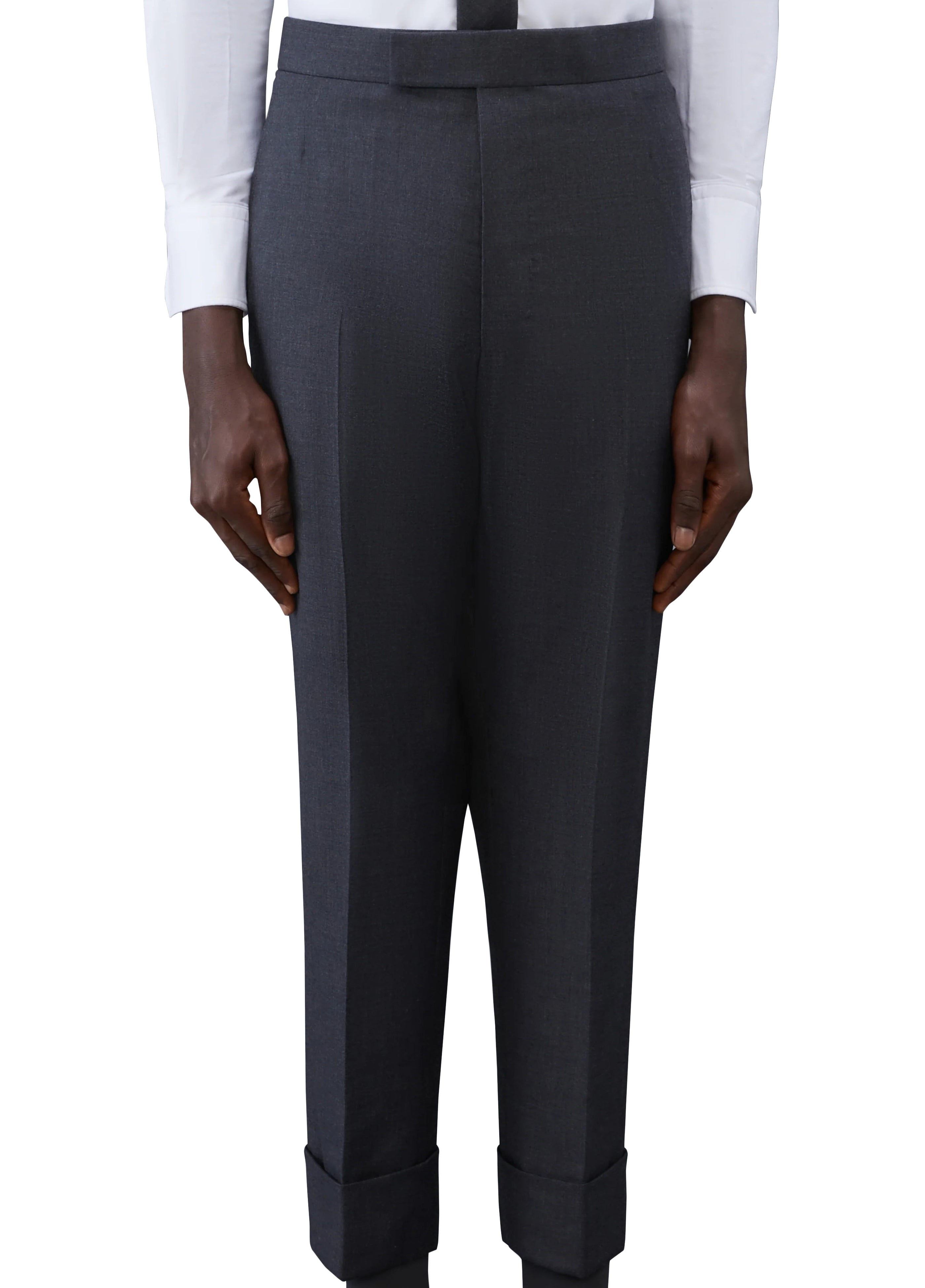 Tailored Mid-Rise Straight Pants with Refined Texture