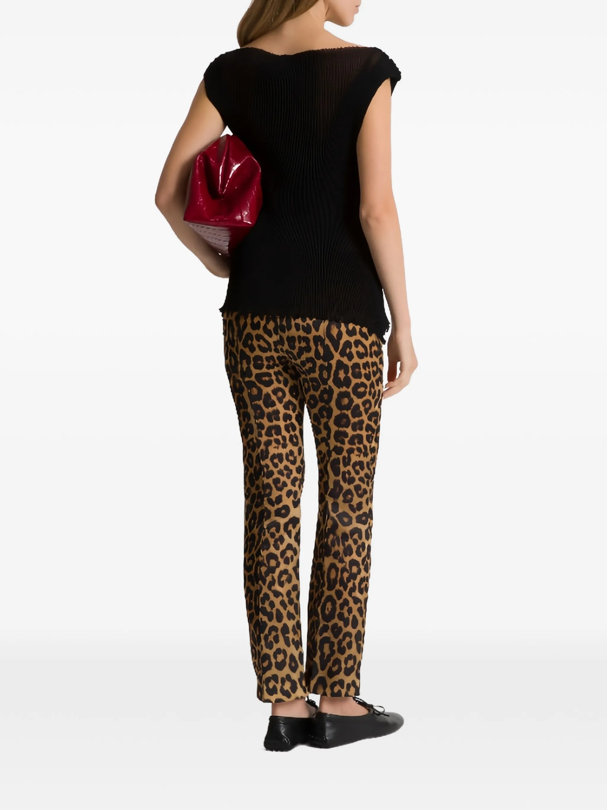 Brown Pantalone Leopard Print Silk Pants