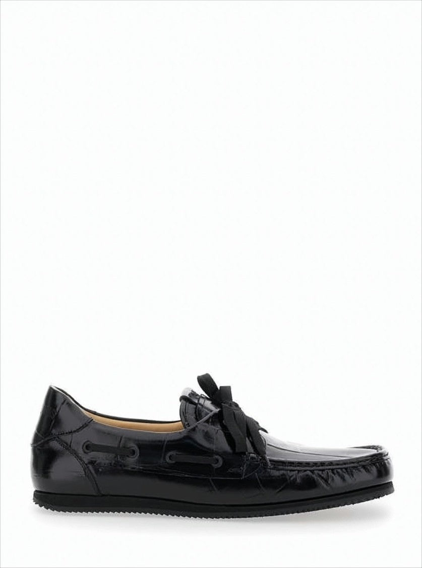 Calf Leather Loafers with Crocodile Texture