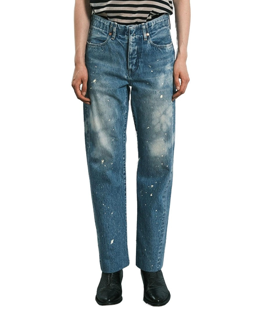 Straight Jean Trousers With Faded Blue Wash