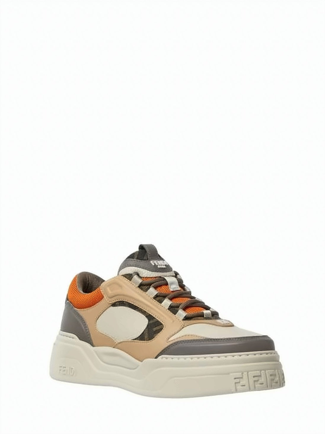 Layered Design Sneakers with Calf Leather