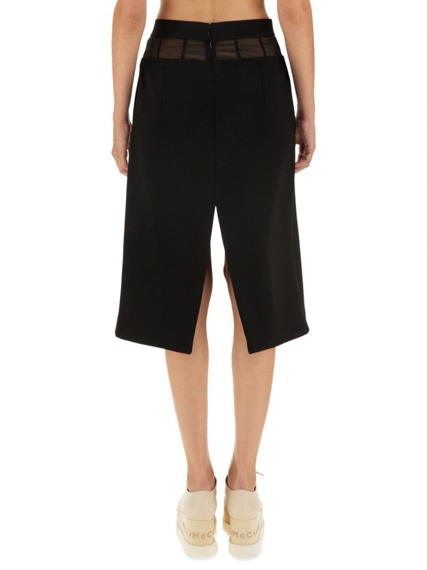 Mid-Length Black Wool Skirt With Unique Split Detail